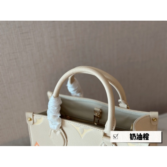 2023.10.1 235 box size: 25 * 19cm, excellent quality, understand the goods ‼️ The entire bag is limited to cowhide quality in summer! LVonthego Small Cream Orange Search L Home onthego Shopping Bag