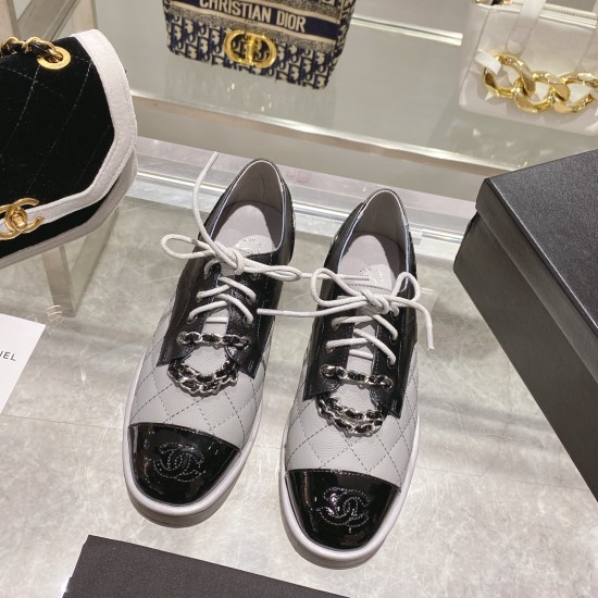 2023.11.05 P320CHAN * l2022B Xiaoxiang Classic Lingge Double C Chain Series Exclusive and Correct Version BY1:1 Development of Xiaoxiang C Chain Lefu Shoes: Lace up Casual Shoes Loved by Popular Stars on the Internet ❤️  The classic diamond grid and chain