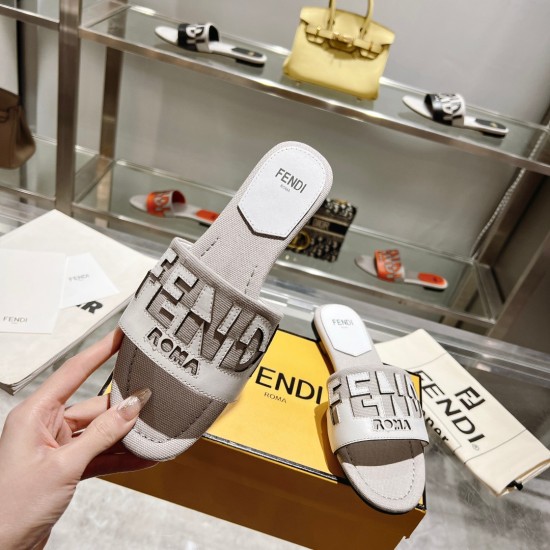 20240326 Latest Summer Popular FENDI Sandals, Original and Genuine Edition at the Counter, Fabric: Top layer of cowhide, Inner layer of sheepskin, Rubber sole 180, True leather sole 210, 35-43