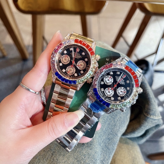 20240408 185 Rainbow Di New Rolex Universe Meter Type Ditong Watch! Imported quartz movement, mineral super strong glass, steel strap watch strap, comfortable to wear! 40mm diameter ‼️， More prominent colors and brighter luster,!