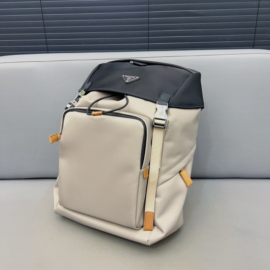 2023.11.06 P265 PRADA Re-Nylon Nylon Backpack Drawstring Schoolbag Backpack features exquisite inlay craftsmanship, classic and versatile physical photography, original factory fabric delivery, dustproof bag 43 x 28 cm