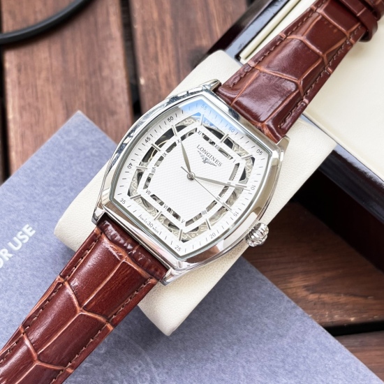 20240408 Unified 520. [New Design Classic Versatile] Longines Men's Watch Fully Automatic Mechanical Movement Mineral Reinforced Glass 316L Precision Steel Case with Genuine Leather Strap Fashionable and Elegant Business and Leisure Size: Diameter 42mm, T