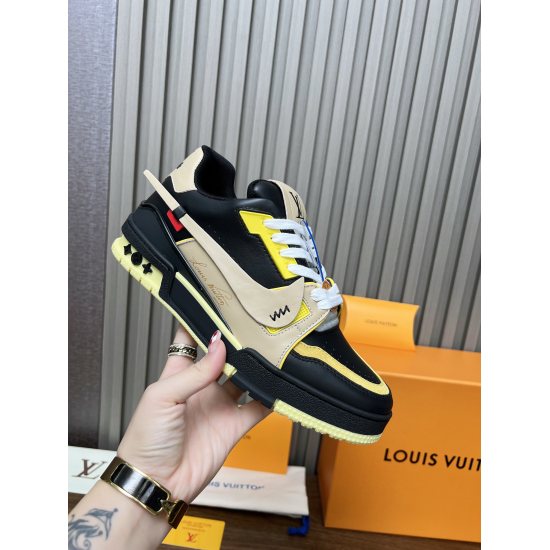 On November 17, 2024, LV Skate brand L family SKATE series 23ss new Tariner denim four leaf grass sports shoes skateboard shoes couple retro basketball shoes 350 were purchased and developed. This LV Skate sports shoe made its debut on the autumn/winter 2