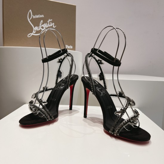 20240414 Top Edition P310 Christian Louboutin/Lu Plating | 2024s CL Red Sole Shoes JUST QUEEN Spring Women's Crystal High Heel Sandals, Classic High Heel Muller Shoes, Exquisite and Elegant Design, Narrow Heel Provides Comfortable Support for the Feet, Im