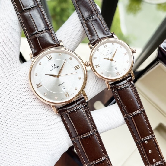 20240408 White shell 190, Rose gold 210, Steel strip+20. 【 Elegant, Fashionable, Classic, Hot Selling 】 Omega Omega Couple Watch Imported Quartz Movement Mineral Reinforced Glass 316L Precision Steel Case with Genuine Leather strap Fashionable Design Eleg