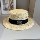 220240401 80Chanel 24 new flat top straw hat, Lafite top hat, head circumference 57cm