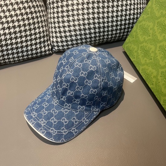 2023.10.02 batch of 65Gucci (Gucci) classic single baseball caps, double G denim jacquard, retro design, counter 1:1 mold customization! Original denim fabric+top layer cowhide, lightweight and breathable! Physical photography, suitable for men and women,