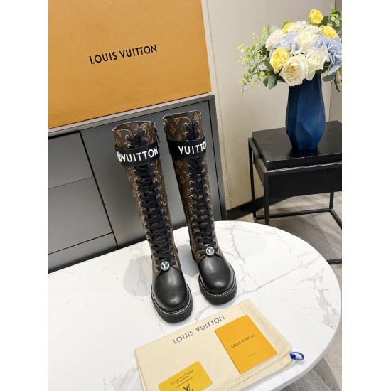2023.11.19 Ex-works Old Flower 360 Spot ❤❤❤ Complete packaging! Louis Vuitton LV Women's Upper Drip Glue Lace Up Short Boots Full Leather Thick Sole Martin Boots French OEM Original 1:1 Reproduction! The material is authentic! All made of 100% genuine lea