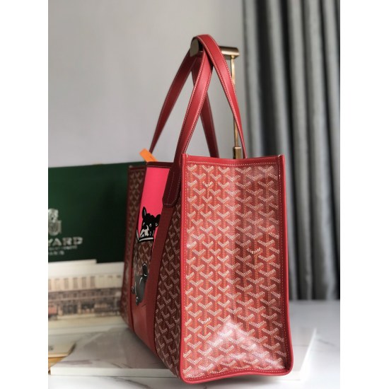 20240320 P800 [Goyard Goya] New Fadou Handheld Shopping Bag, Villette Tote Bag, Limited Edition Graffiti Edition. The feature of this series is that the bag has a dedicated reading bulldog pattern on the body. This bag has an excellent capacity. It is a v