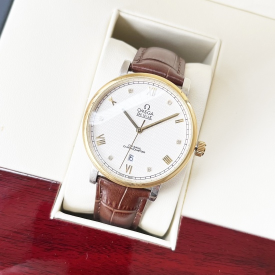 20240408 White shell 440, Gold shell 460, Steel strip+20. 【 Newly Upgraded Classic Versatile 】 Omega Omega Men's Watch Fully Automatic Mechanical Movement Mineral Reinforced Glass 316L Precision Steel Case with Genuine Leather Strap Fashionable Style Busi