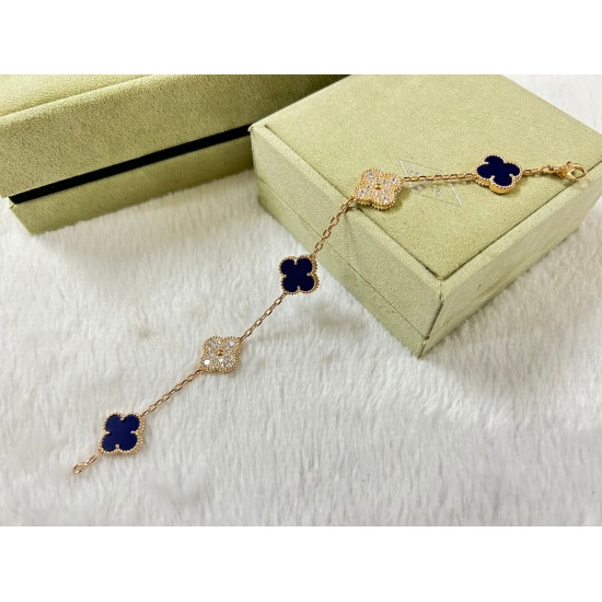 20240411 BAOPINZHIXIAOVCA Vanke Yabao Five Flower Lapis lazuli Diamond Bracelet White Gold Rose Gold Gold Gold 40