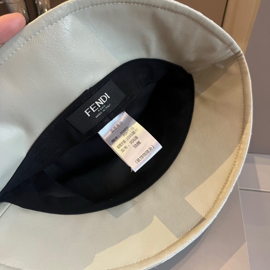 220240401 60 Fendi FF new fisherman hat, made of washed leather fabric, with a head circumference of 57cm