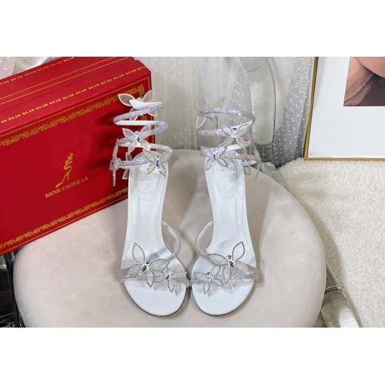 December 19, 2023: 400 top-level version R ᴇ ɴ ᴇ C ᴀᴏᴠ ɪʟʟ ᴀ | 2023 RC MARGOT series, original development, fairy butterfly snake shaped lace up crystal high heels for women's sandals, iconic spiral snake shaped lace up new version, thin gauze butterfly r