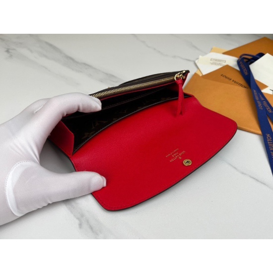 20230908 Louis Vuitton] Top of the line original exclusive background M60696 gold buckle large red wallet size: 19 x 10 x 2 cm functional and beautifully designed Emilie wallet made of soft Monogram canvas, lined with brightly colored lining, elegant temp