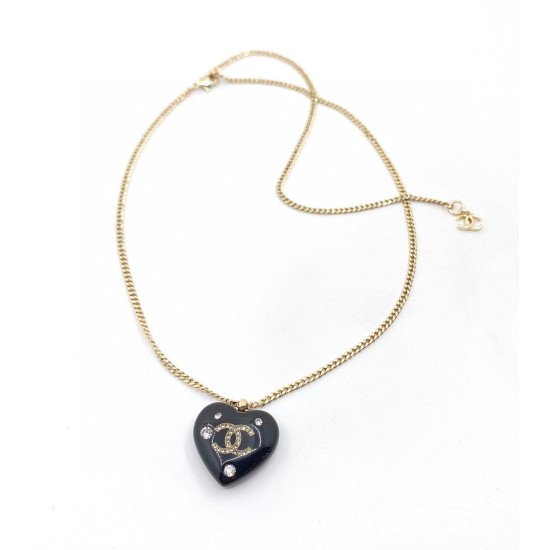20240413 p70, [ch * nel Latest Black Heart] ❤️ Necklace made of consistent ZP brass material