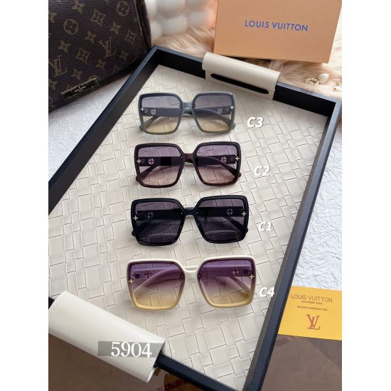 20240330 Brand: LV (with or without logo light plate) Model: 5904 # Description: Women's sunglasses: High definition nylon lenses Classic four leaf clover element retro style live broadcast style