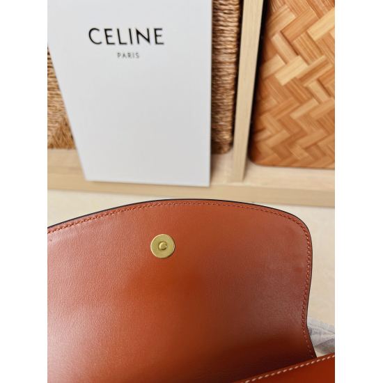 20240315 p730 CELINE | Brand new Mini Tabou Clutch on Strap lock headband handbag with modern, casual, lazy, and a bit cool, perfect for all seasons with various outfits. Vibrant orange plain grain cow leather fabric with a golden hardware lock that accen