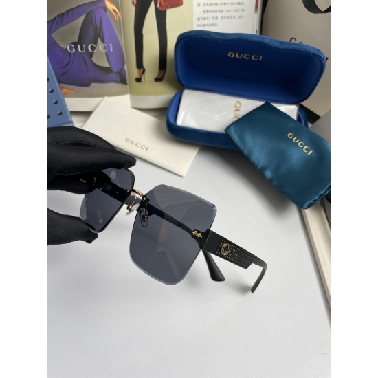 20240413: 80. Gucci women's frameless sunglasses: imported high-definition lenses, high-end customized design, super stylish to wear, essential for travel and driving. Number: 7235