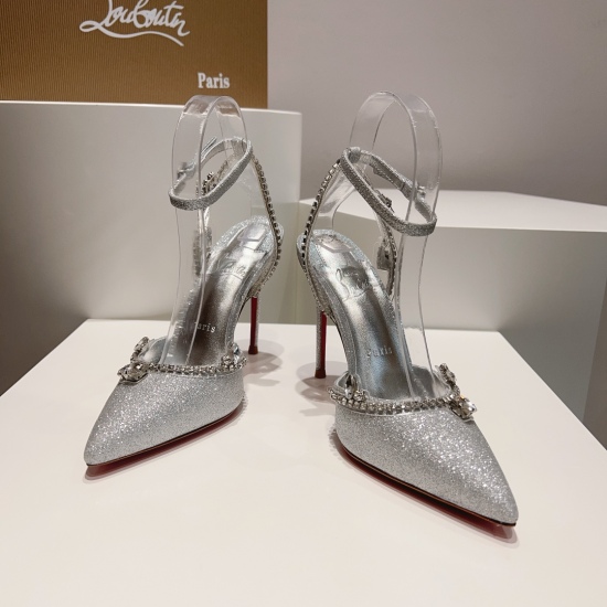 2024.01.17 P350 Christian Louboutin | 2023s Original Made Heavy Industry CL Crystal High Heels~ ❤ Sleek upper: The pointed toe of the shoe is paired with exquisite ankle strap, creating a stunning dOrsay sandal with a winding ankle strap. The new silver s