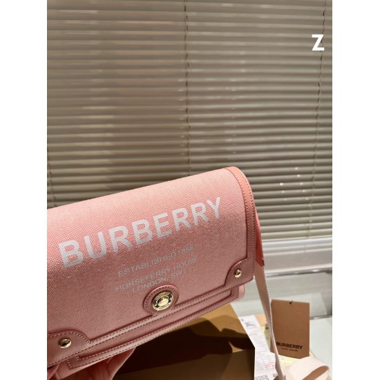 2023.11.17 P205 Pink Series High Edition BURBERRY (Original Order) Burberry Counter Latest One Shoulder Crossbody Bag Practical and Durable Linen Fabric Special Linen Material Paired with Cowhide Four Seasons Essential One Shoulder Crossbody Back Dual Use