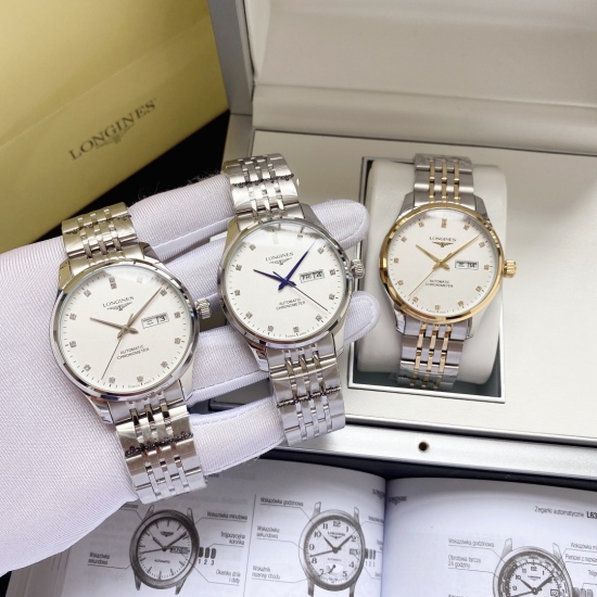 20240408 white shell 420, medium gold 440, steel strip+20. 【 Special Recommendation: Classic Hot Selling 】 Longines Men's Watch Fully Automatic Mechanical Movement Mineral Reinforced Glass 316L Precision Steel Case Precision Steel Band Business Leisure El