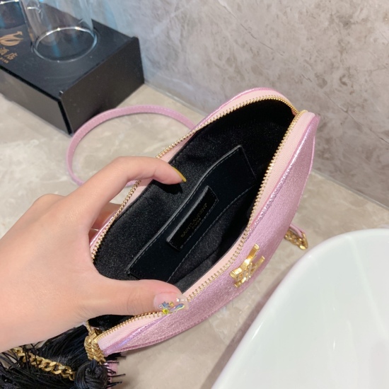 2023.10.18 p165 Box Saint Laurent Peach Heart Elephant Crossbody Bag ♥️ Original order top layer leather YSL woc chain pack, imported from Italy, pure calf leather! The latest synchronized version of the YSL counter, featuring stunning designs from the la