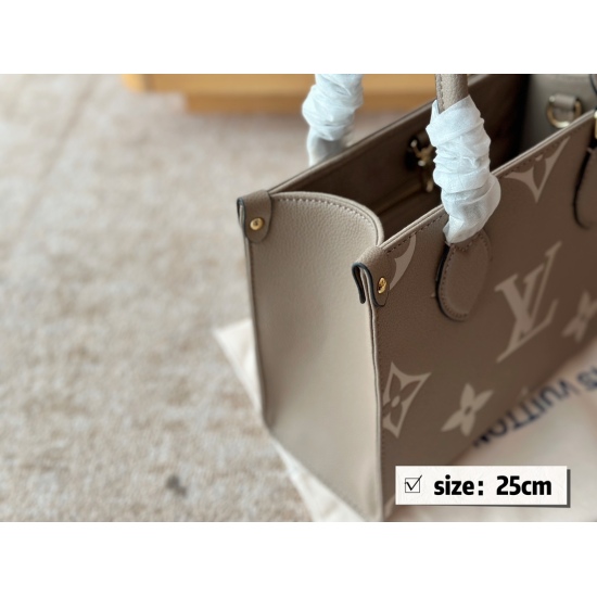 2023.10.1 235 box size: 25 * 19cm, excellent quality, understand the goods ‼️ The entire bag is limited to cowhide quality in summer! Which one to choose from the LVonthego series? Search L Home Ontogo Shopping Bag