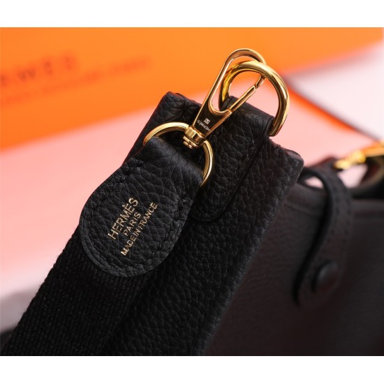 20240317 (Real shot with gold buckle) Batch: 600 Hermes Evelyn mini17 One Shoulder Backpack Imported TOGO Leather Half Handmade Wax Thread Pure Steel Hardware is Too Beautiful, Super Beautiful, Cute