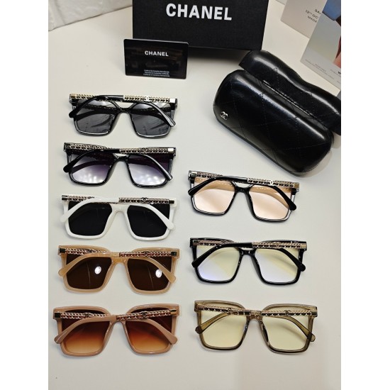 220240401 P85 CHANEL Chanel 2024 New Trendy Popular Fashionable Box Sunglasses Wearing Comfortable Netizens Popular Sunglasses Women's HD Thickened Polarized Sunglasses: High Quality 8 Colors