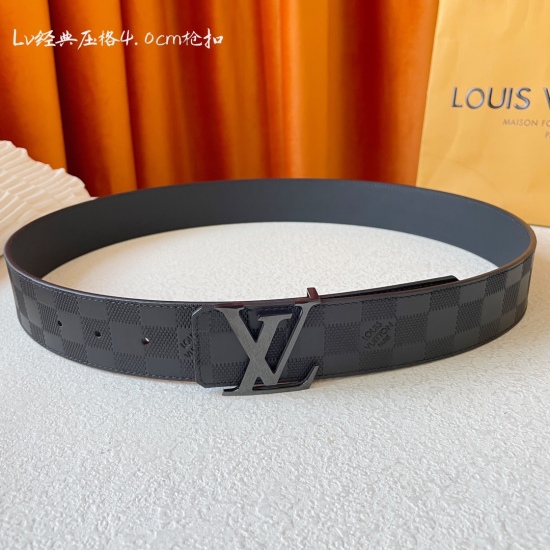 December 14, 2023 LV. Louis Vuitton full set packaging 40mm width genuine cast hardware steel buckle, original leather material double-sided, original custom cowhide fabric, can be used on both sides