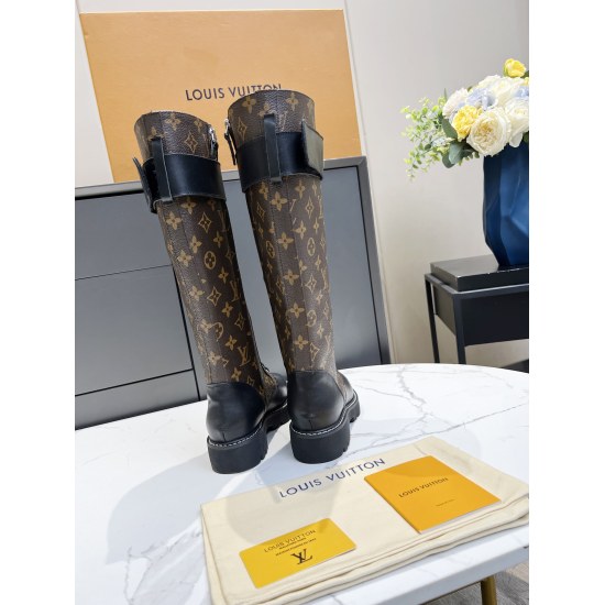 2023.11.19 Ex-works Old Flower 360 Spot ❤❤❤ Complete packaging! Louis Vuitton LV Women's Upper Drip Glue Lace Up Short Boots Full Leather Thick Sole Martin Boots French OEM Original 1:1 Reproduction! The material is authentic! All made of 100% genuine lea
