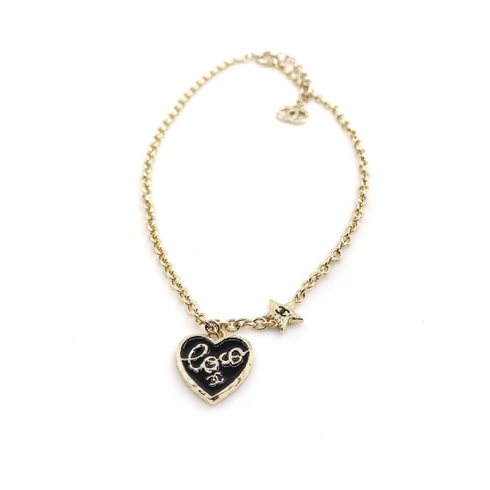 20240413 P70ch * nel Latest Black Love Coco Necklace] Consistently made of ZP brass material