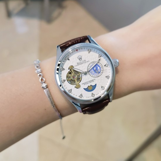 20240408 [Genuine leather strap with ten pairs of butterfly clasps] 230 Rolex ROLEX ✨ Nine flywheel fully automatic sun, moon, and stars machinery ⌚ 6 character daytime travel time (sun) [sun] nighttime travel time (moon) [moon] contains the highest quali