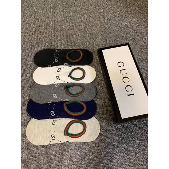 2024.01.22 GUCCI (Gucci) Pure Cotton Quality, Comfortable and Breathable to Wear, Fashionable and Versatile [Proud] One Box of 5 Pairs [Strong] [Strong]