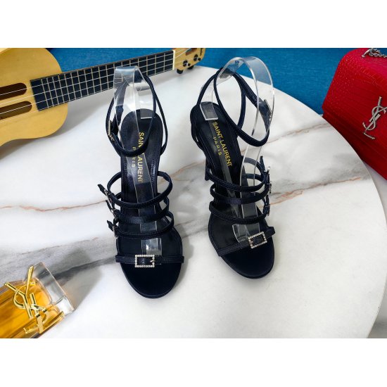 20240403 280 [Saint Laurent] Saint Laurent, Slim Heel Sandals 2023 Early Autumn Counter synchronized with the latest models, YSL, diamond decorations, classic and beautiful works, the hottest spring and summer collection, combining temperament, fashion, c