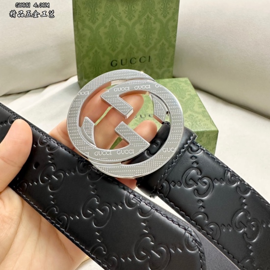 2023.12.14 GUCCi Gucci Men's Width 4.0CM Simple and Elegant Boutique Hardware Imported Leather Wearing Effect Very Good Gift for Self Use Best Recommendation