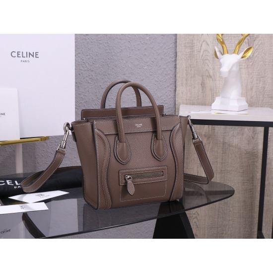 20240315 P1110 [Premium Quality All Steel Hardware]~Celine Nano Lugage Smiling Face Bag. The Italian imported calf leather grain surface combines simple lines and texture, and its cute and Q style makes it popular among bloggers and celebrities. Color blo