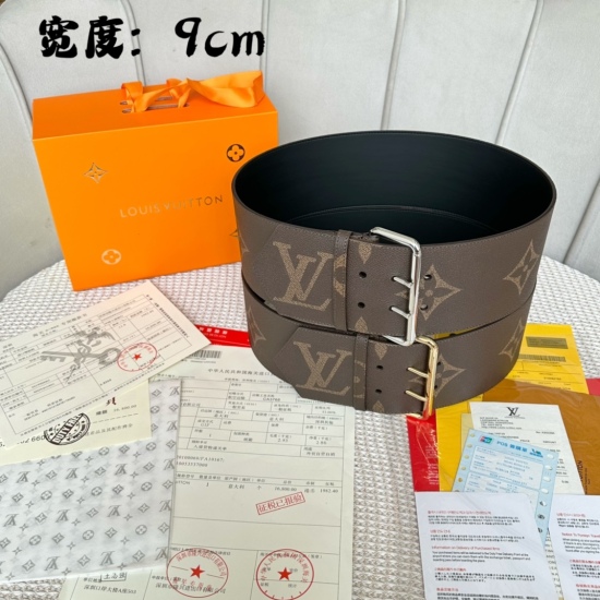 2023.12.14 280 width: 90mm Lv S-Lock series waistband width 9cm Exquisite needle buckle design paired with Lvjia French original leather, brand new chain buckle engraved with floral patterns, excellent texture, perfect presentation of upper body effect