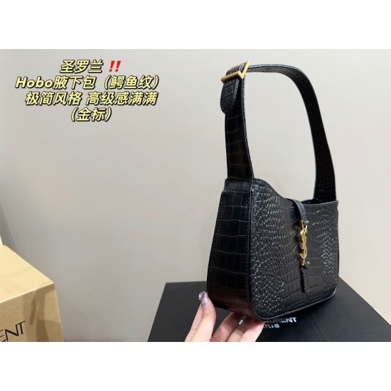 2023.10.18 crocodile pattern P200 full set packaging ⚠️ Size 25.14 Saint Laurent Hobo's armpit bag is full of high-end feel, with a moderate size and touching capacity for casual and formal wear that can be easily controlled