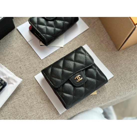 On October 13, 2023, 170 boxes of Xiaoxiangjia caviar wallet, Chanel classic short wallet ⚠ Full skin inside and outside! ⚠ Head layer cowhide! A daily outing with enough change and card! (The packaging is very high-end) ❤ :)