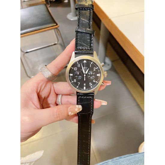 20240408 170 Brand: Universal IWC - Official Website Sync Portugal Series Business Leisure Quartz Movement Independent Small Second Hand Multi functional Timing and Running Second Function, Mineral Glass Italian Calf Leather with a diameter of 40mm and a 