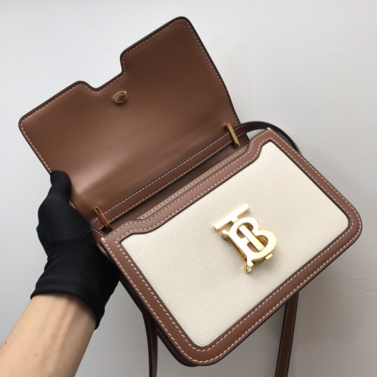 On March 9, 2024, P780 [Top of the line original from B family] TB small crossbody bag with a standing shoulder bag design, made of carefully selected dual color canvas and smooth leather, and adorned with Thomas Burberry inspired exclusive logo with buck
