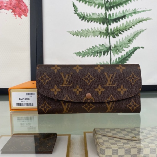 20230908 Louis Vuitton] Top of the line exclusive background M60136 Size: 19.5x 10.0x 1.5 cm Functional and beautifully designed Emilie wallet is made of soft Monogram canvas, lined with brightly colored inner lining, exuding an extremely elegant temperam