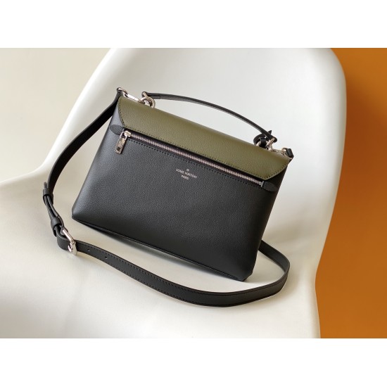 20231125 820 Top Original Exclusive Real Shot Top layer Cowhide All Steel Hardware Model M54849 Black M53197 Royal Blue M55323 Green Love Letter Bag Mylockme Handbag showcases an academic style with a modern style. The soft calf leather creates a smooth c