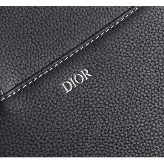 20231126 550 Dior Men's Saddle Crossbody Bag/Chest Bag Model: 1ADPO093 (black leather and white line) Size: 20 * 28.6 * 5cm Physical photo taken, same as the goods, heavy gold genuine plate making, imported original factory first layer grain surface calf 