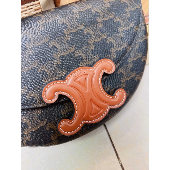 20240315 p760 22s Autumn and Winter New Product Launch | CELINE BESACE TRIOMPHE Smooth Cow Leather Handbag New Design Moon Bag Half Moon Bag Shape Super Cute, Lightweight and Versatile, Can also fit into Phone Shoulder Strap Adjustable as Underarm Bag or 