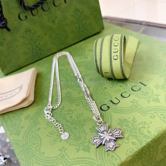 2023.07.23 Gucci Necklace 2023 Latest Chain Grade Higher Star Same Anger Forest Series Double G Gucci Necklace Cross Silver Necklace Can Automatically Adjust Length Details for Version Old Treatment Non Market Bright Edition This has been a hot selling it