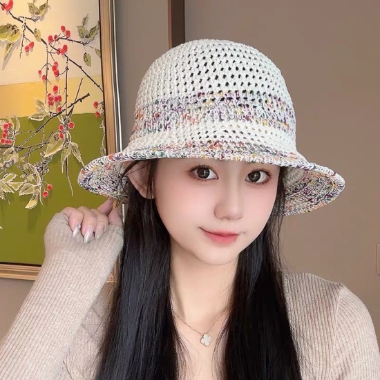 220240401 P70 Prada 2024 Spring/Summer New Woven Rainbow Edge Straw Hat, Simple and Sweet Style, Great Hat Shape, Big Face! Essential for going out on the street
