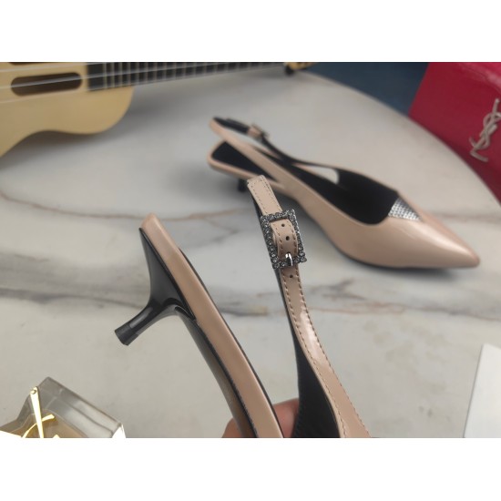 20240403 290 [Saint Laurent] Saint Laurent, slim cat heel pointed hot diamond sandals 2023 early autumn counter synchronized with the latest models, YSL, rhinestone shoe decoration, classic and beautiful masterpiece counter, the hottest spring and summer 