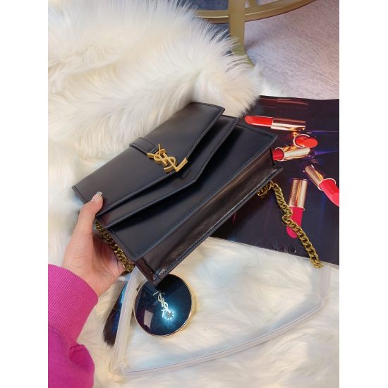 2023.10.18 p195 YsL/Saint Laurent ♥️ SUSPICE Medium Black Pure Leather Chain Bag with Double Flip Structure Design Counter Simultaneously Purchases Authentic Perfect Reproduction 100% Imported Pure Cowhide, Achieves Zero Error in Leather, Hardware, and Ri